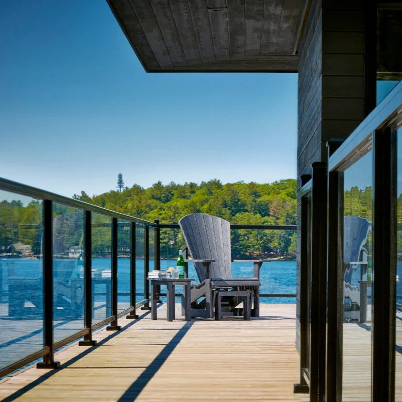 Table d'appoint extérieure bleu marin plastique recyclé rectangulaire