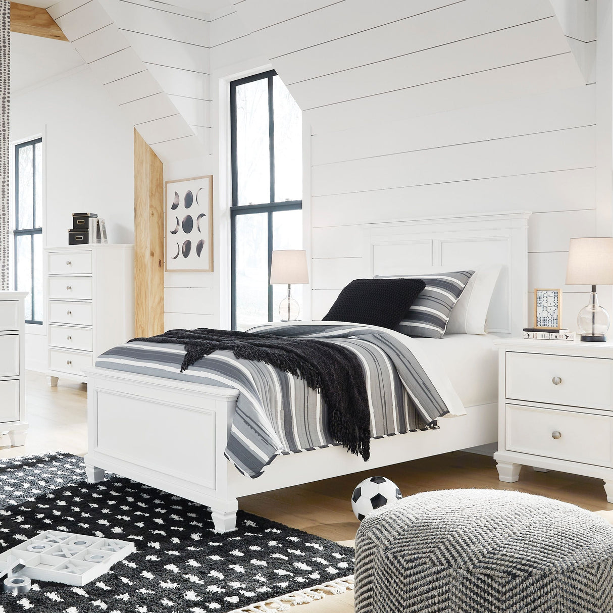 Lit  simple complet en bois blanc - Fortman