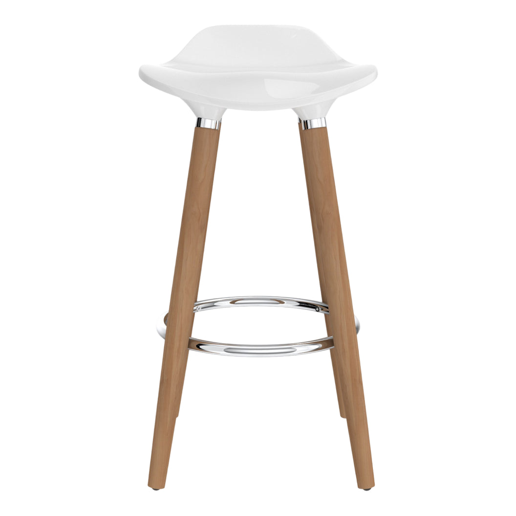 Ensemble de 2 tabourets de bar en ABS moulé blanc et bois naturel - Trex