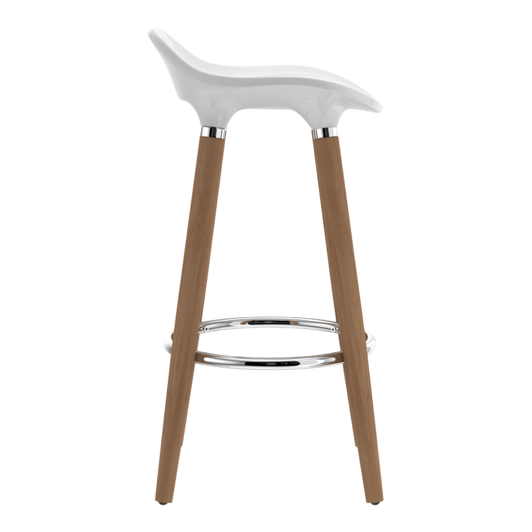 Ensemble de 2 tabourets de bar en ABS moulé blanc et bois naturel - Trex