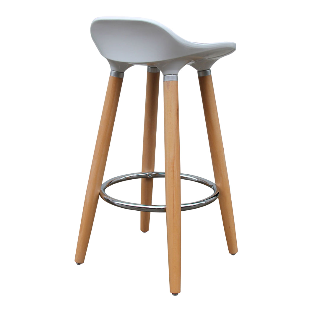 Ensemble de 2 tabourets de bar en ABS moulé blanc et bois naturel - Trex