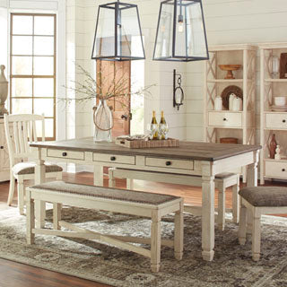 Table de salle à manger rectangulaire en bois/placage bicolore avec rangement - Bolanburg