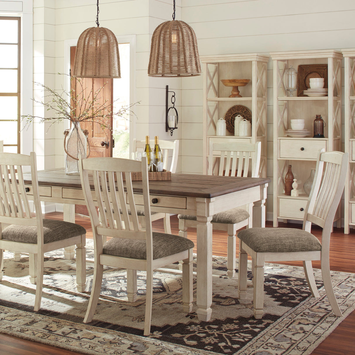 Ensemble de 2 chaises de salle à manger en bois avec assise rembourrée - Bolanburg