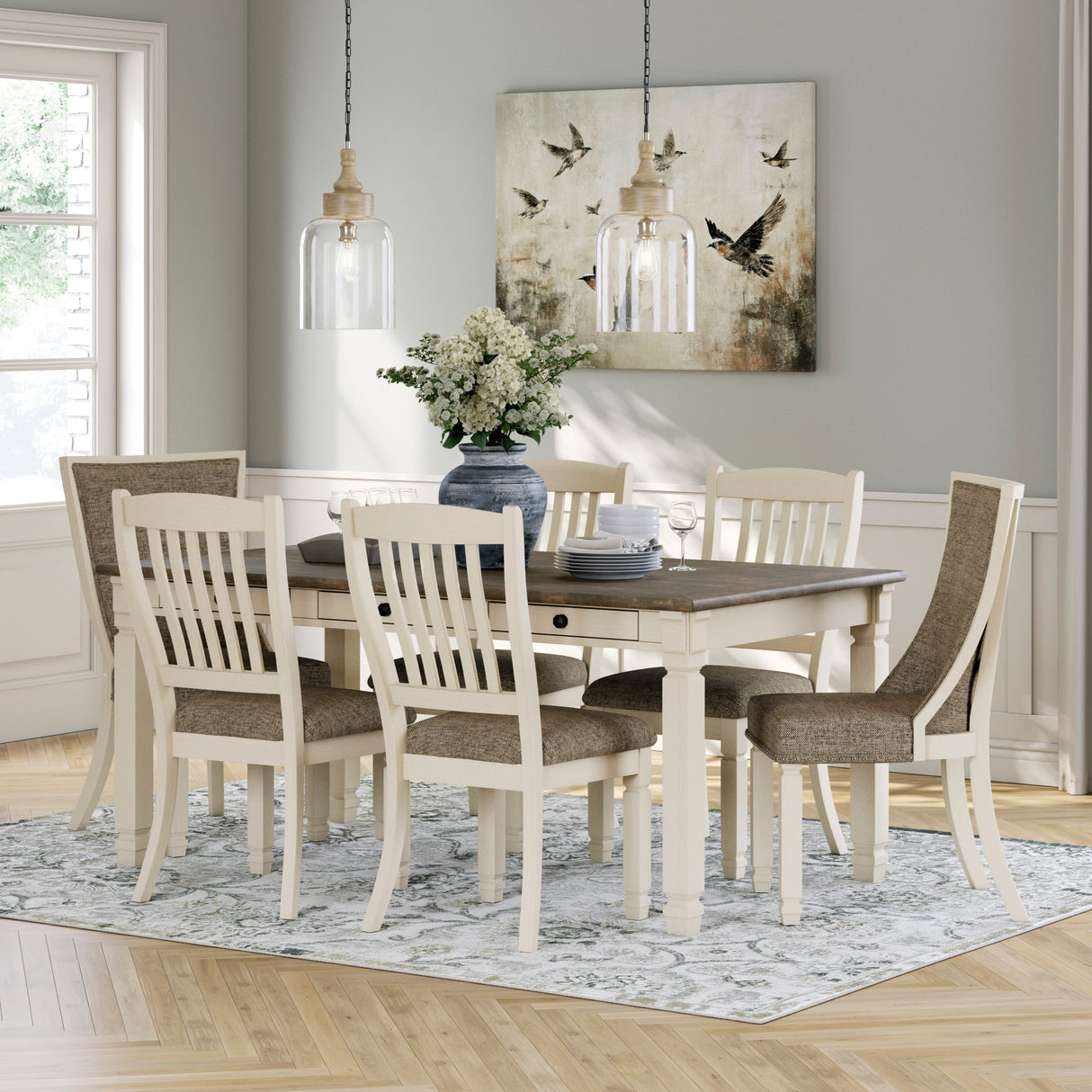 Ensemble de 2 chaises de salle à manger rembourrées en tissu brun - Bolanburg