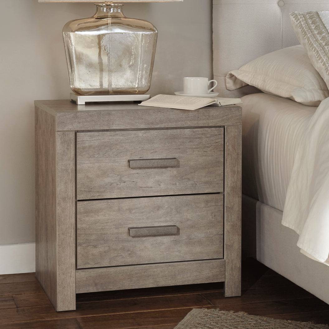 Table de chevet à 2 tiroirs en bois/placage gris - Culverbach