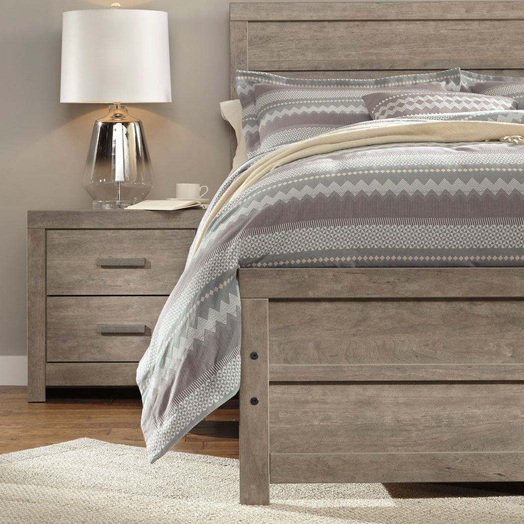 Table de chevet à 2 tiroirs en bois/placage gris - Culverbach