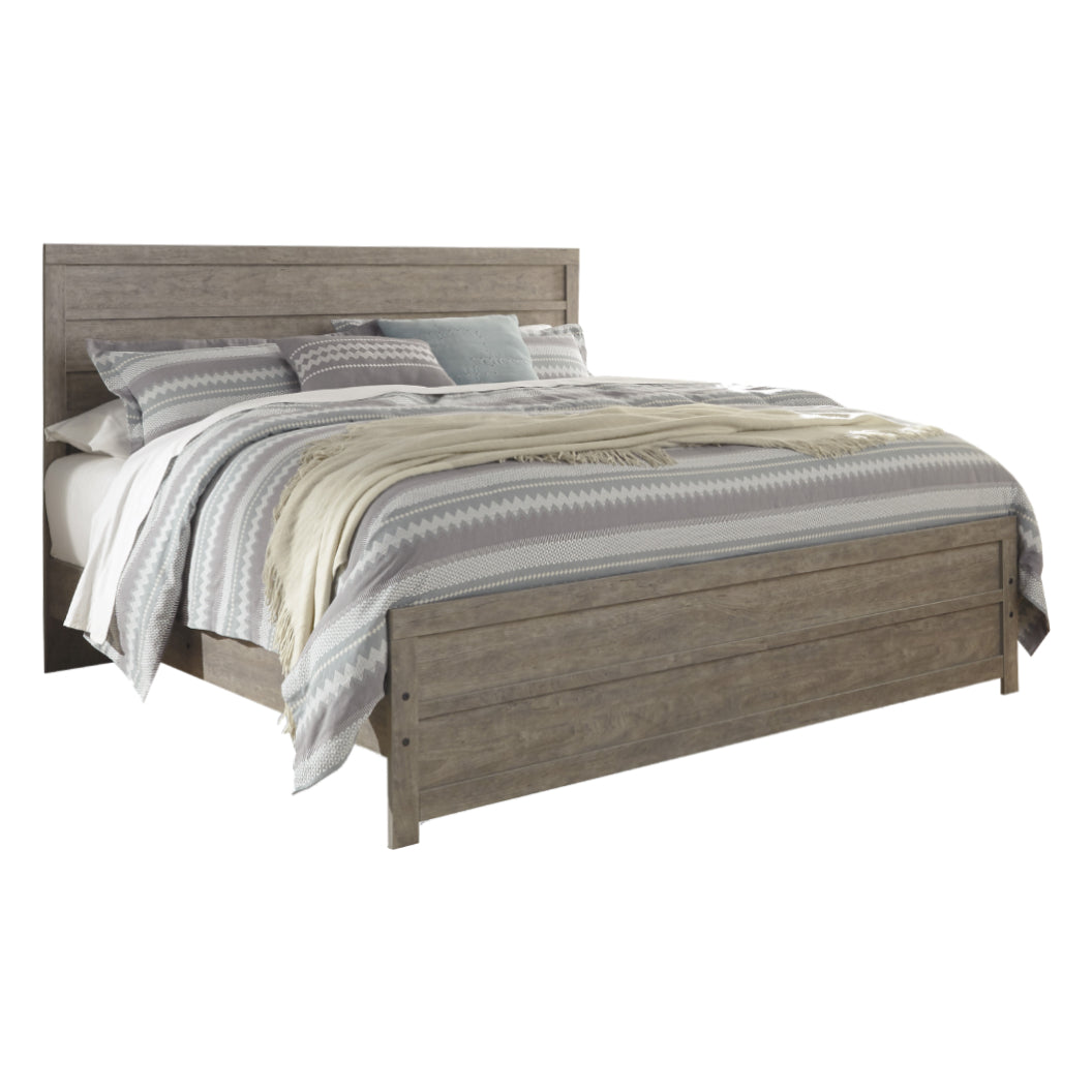 Lit complet Très grand en bois et placage gris