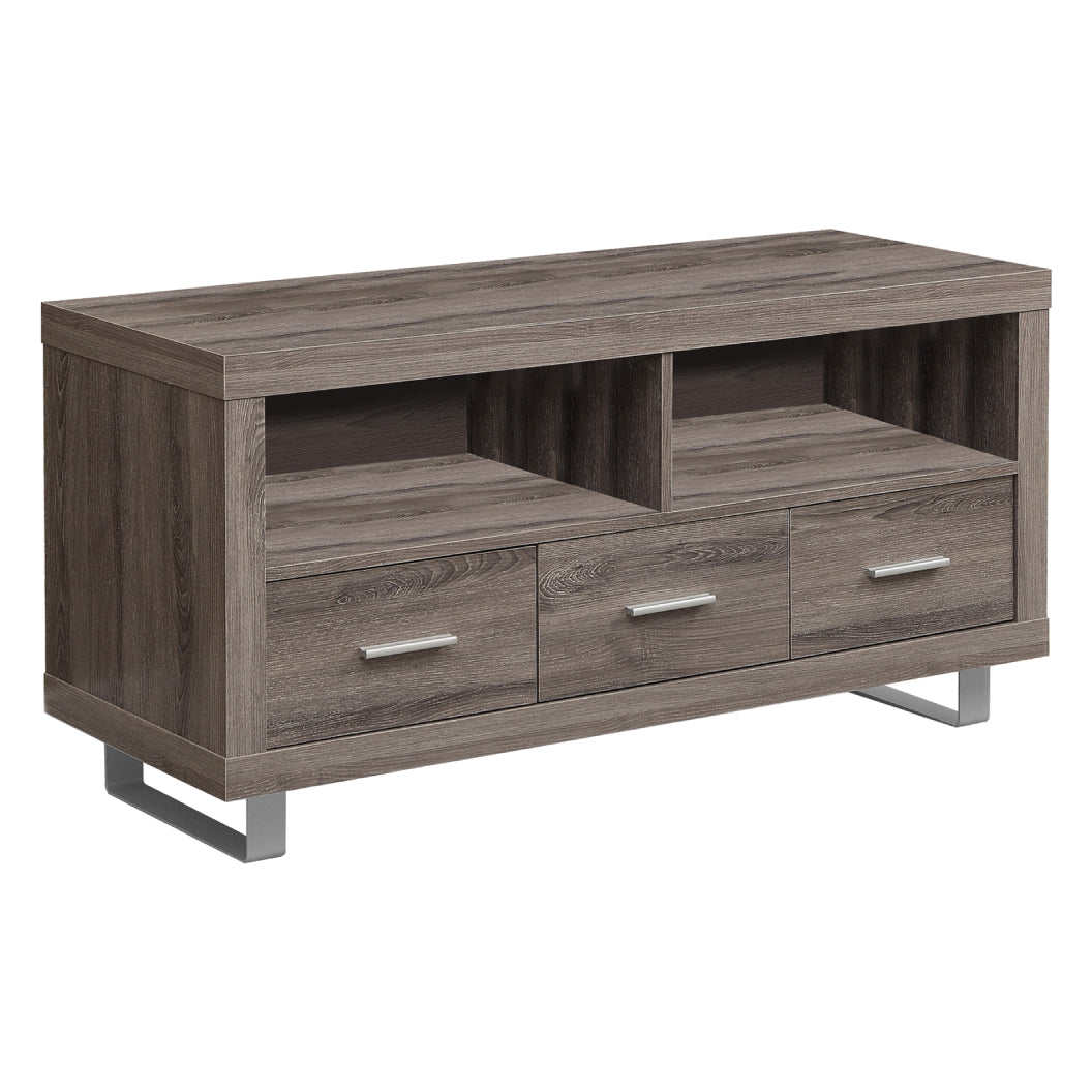 Meuble de télévision en stratifié taupe foncé à 3 tiroirs - I 3250