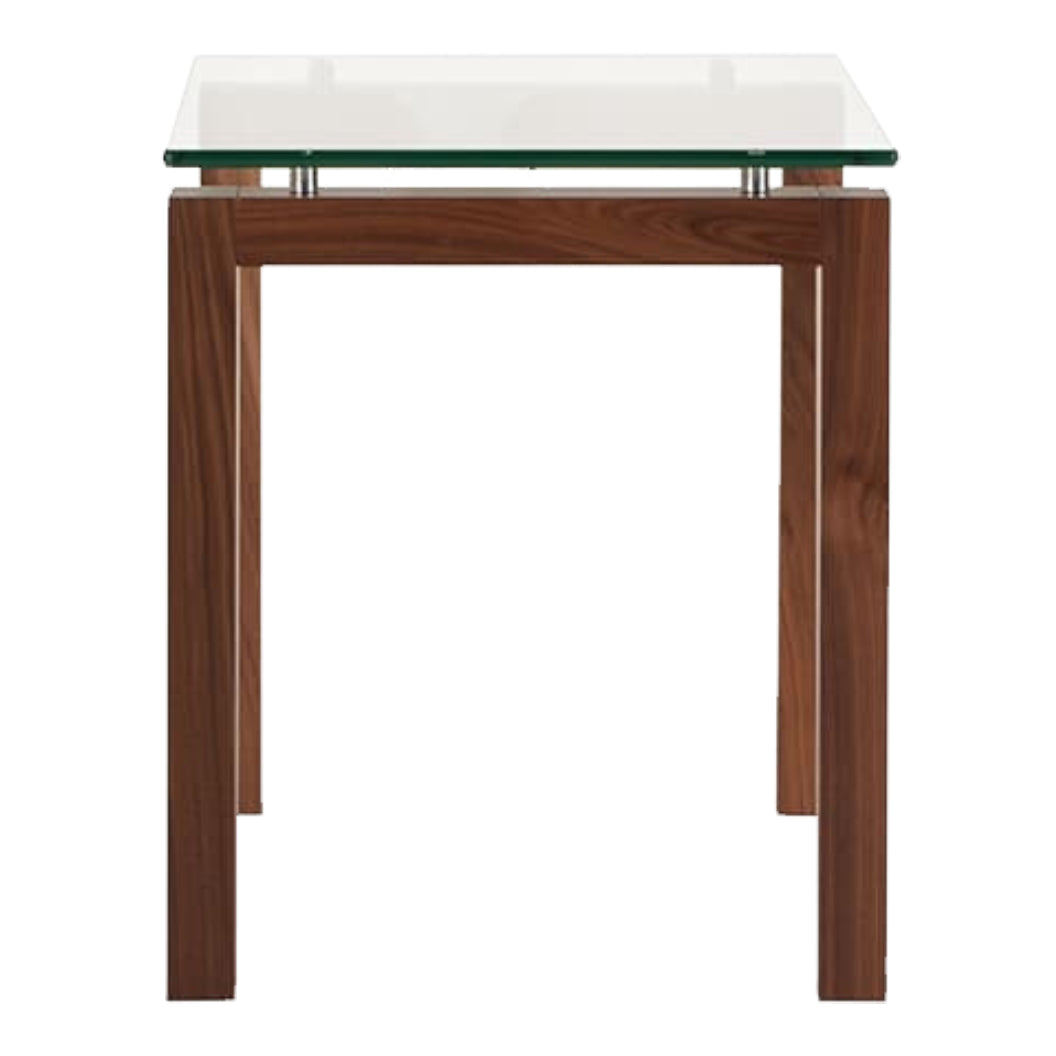 Table de bout en verre et bois de noyer ou merisier naturel - Ima TBO 1826/2020