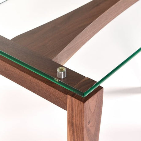 Table basse en verre et bois de noyer ou merisier naturel - Ima TCA 2438/2648