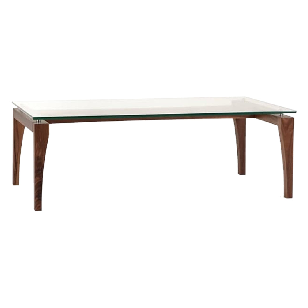 Table basse en verre et bois de noyer ou merisier naturel - Ima TCA 2438/2648