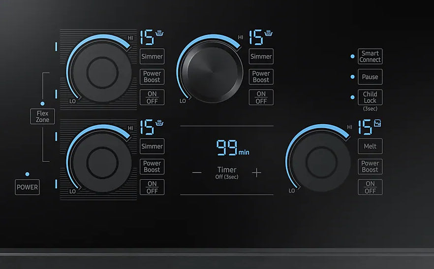 Plaque de cuisson à induction 30 po à 4 zones Noir - Double brûleur de 4800 W