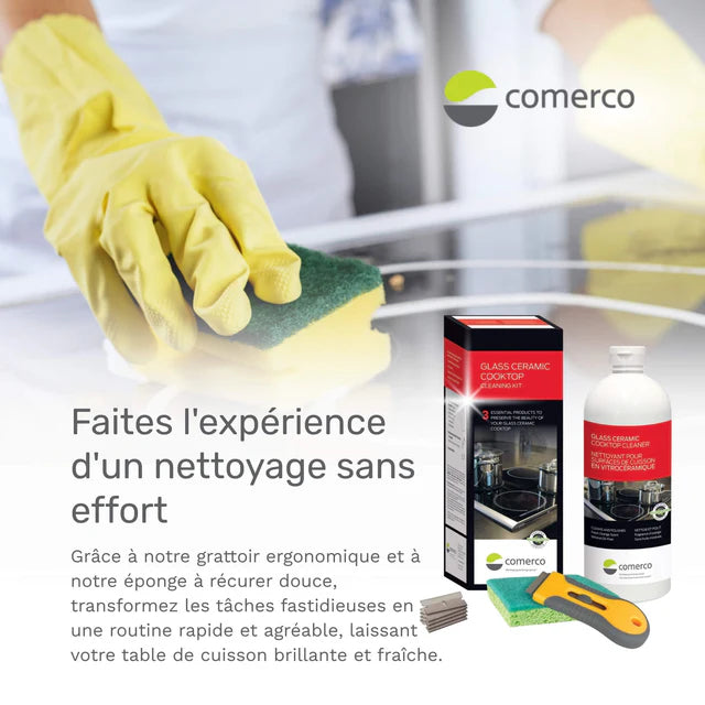 Ensemble de nettoyage pour surfaces de cuisson en vitrocéramique - 3 produits