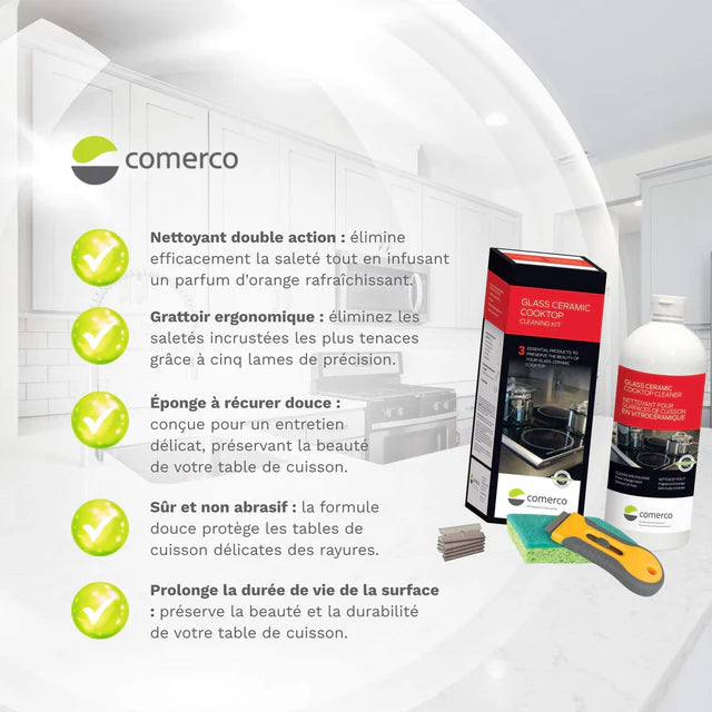 Ensemble de nettoyage pour surfaces de cuisson en vitrocéramique - 3 produits