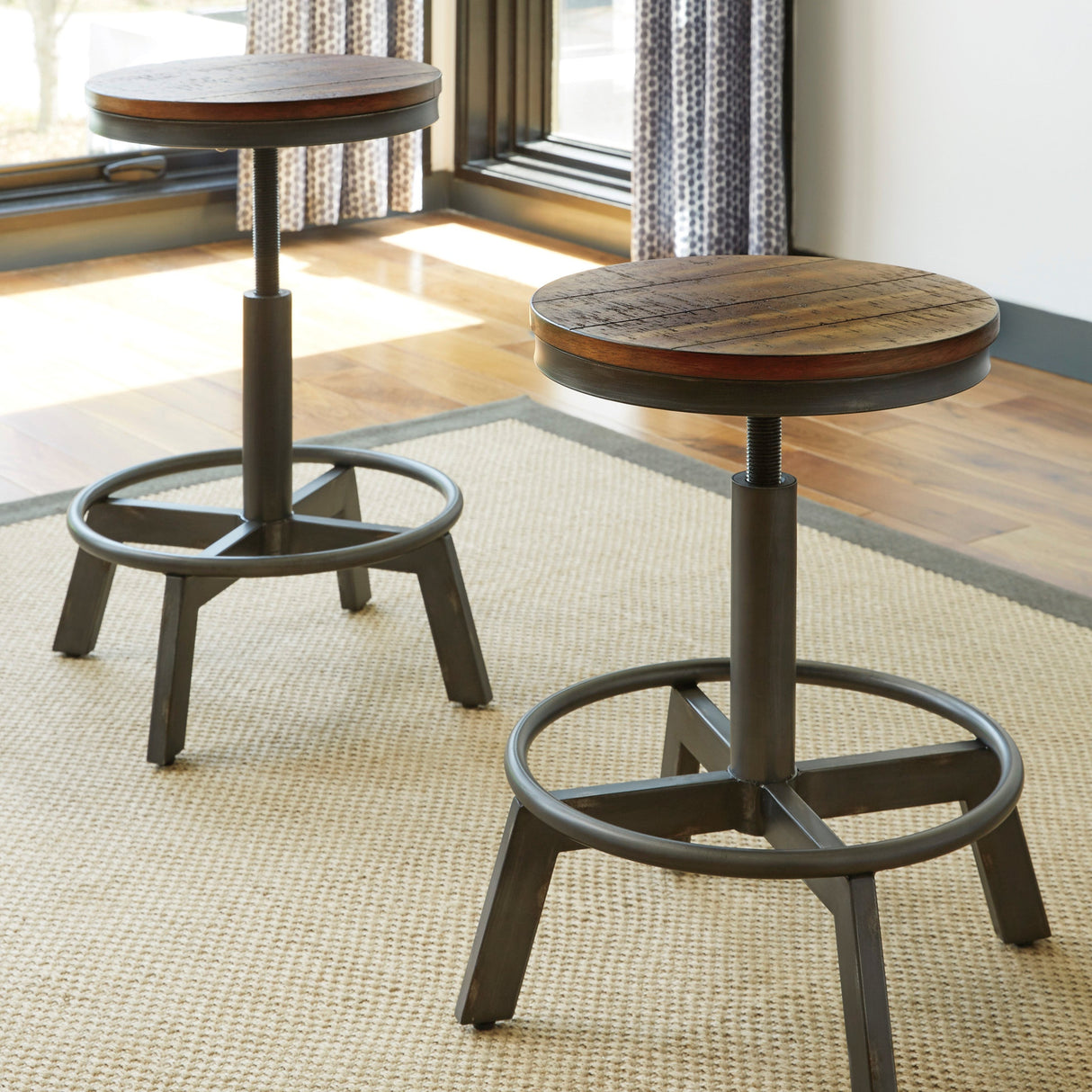 Ensemble de 2 tabourets de bar pivotants et réglables en hauteur - Torjin