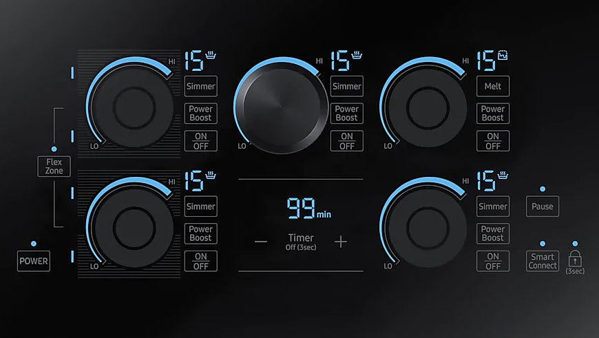 Plaque de cuisson à induction 36 po à 5 zones Noir - Éléments Power Boost et Flex Zone