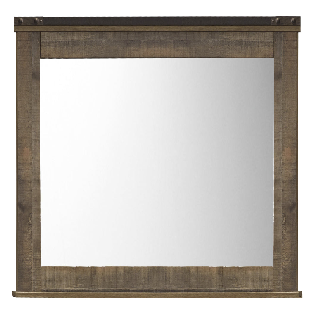 Miroir de bureau en bois/placage brun - Trinell