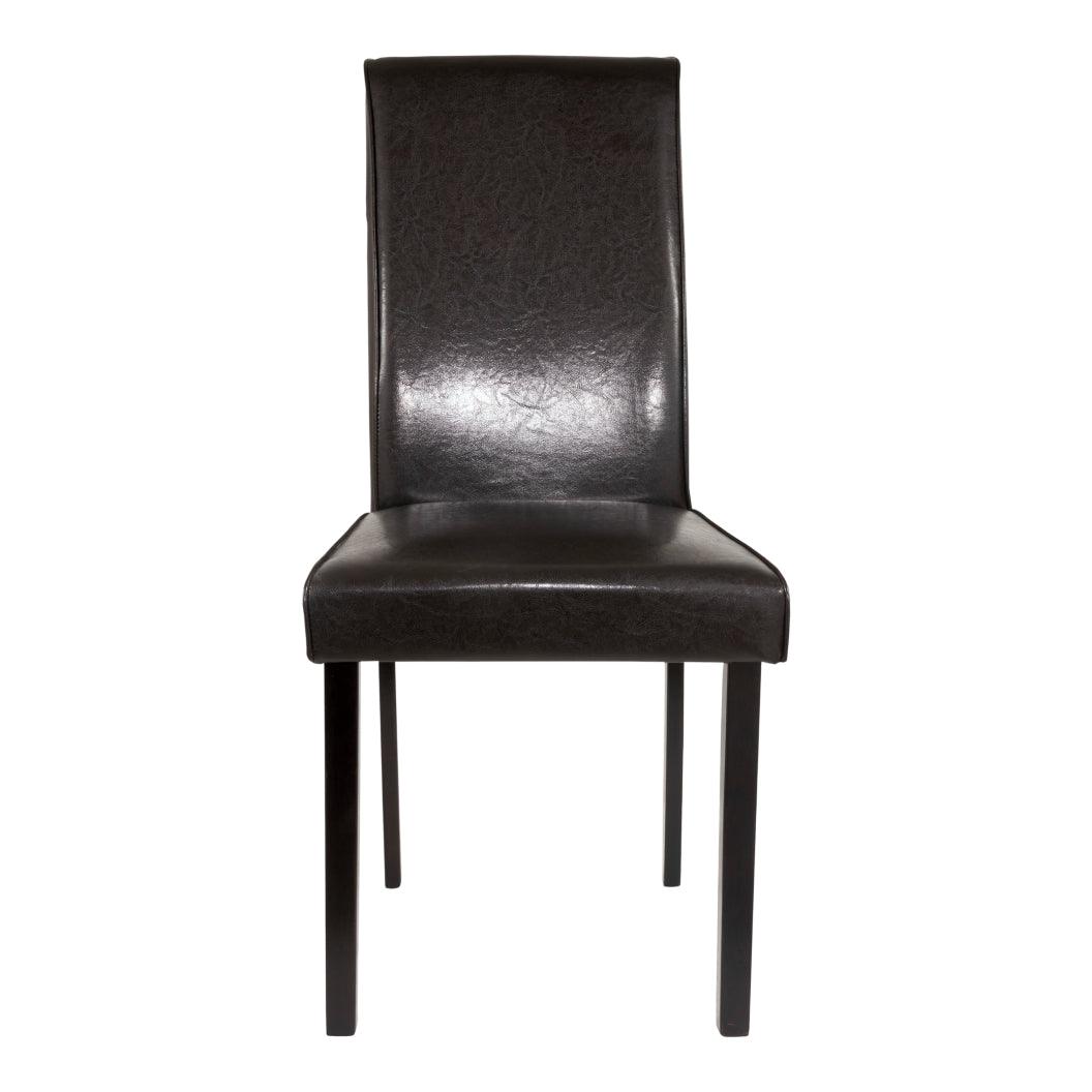 Ensemble de 2 chaises de salle à manger rembourrées aspect cuir brun foncé - Kimonte