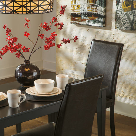 Ensemble de 2 chaises de salle à manger rembourrées aspect cuir brun foncé - Kimonte