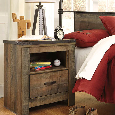 Table de chevet Brun antique en bois - Trinell