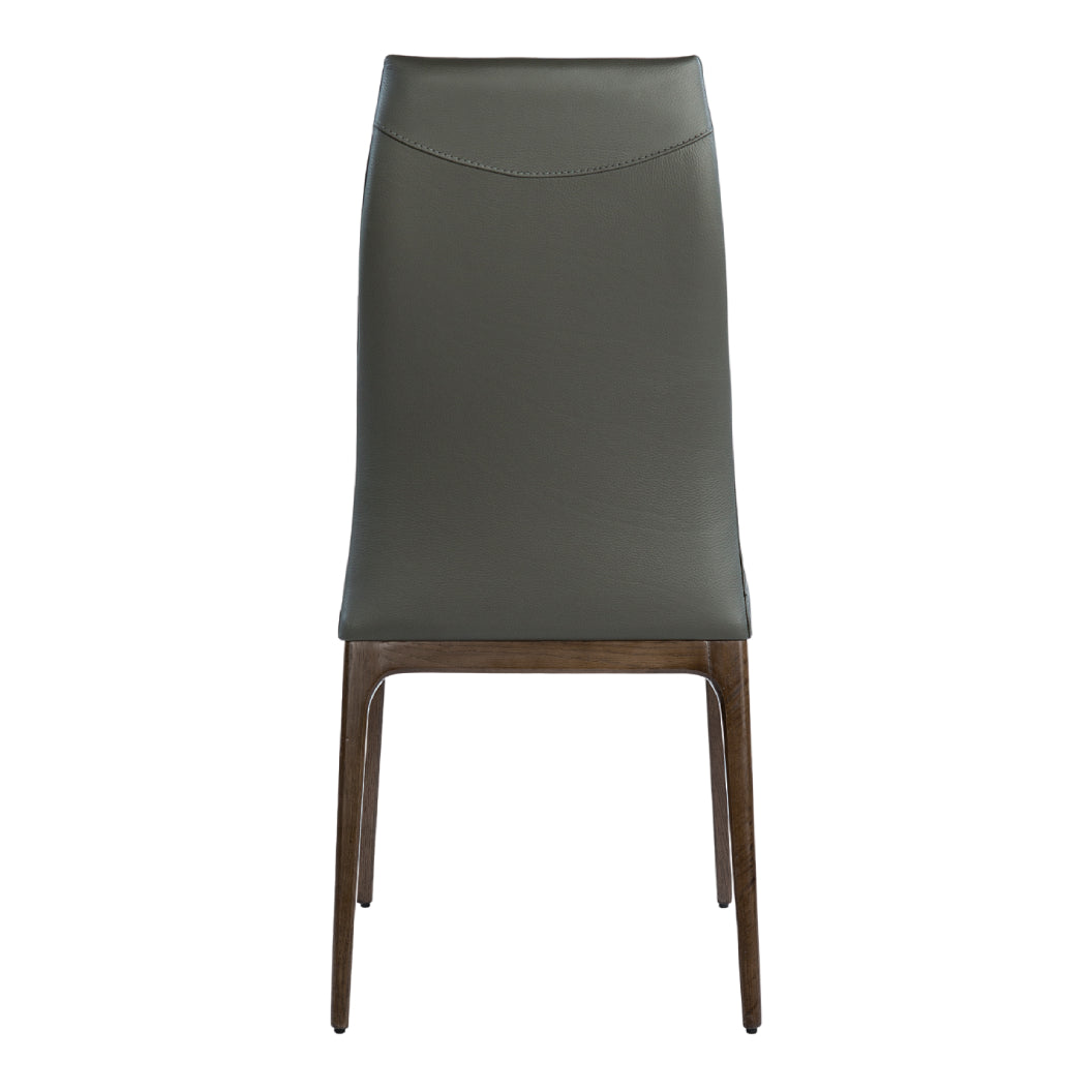 Chaise de salle à manger rembourrée en cuir et bois de chêne teinte espresso - Amy