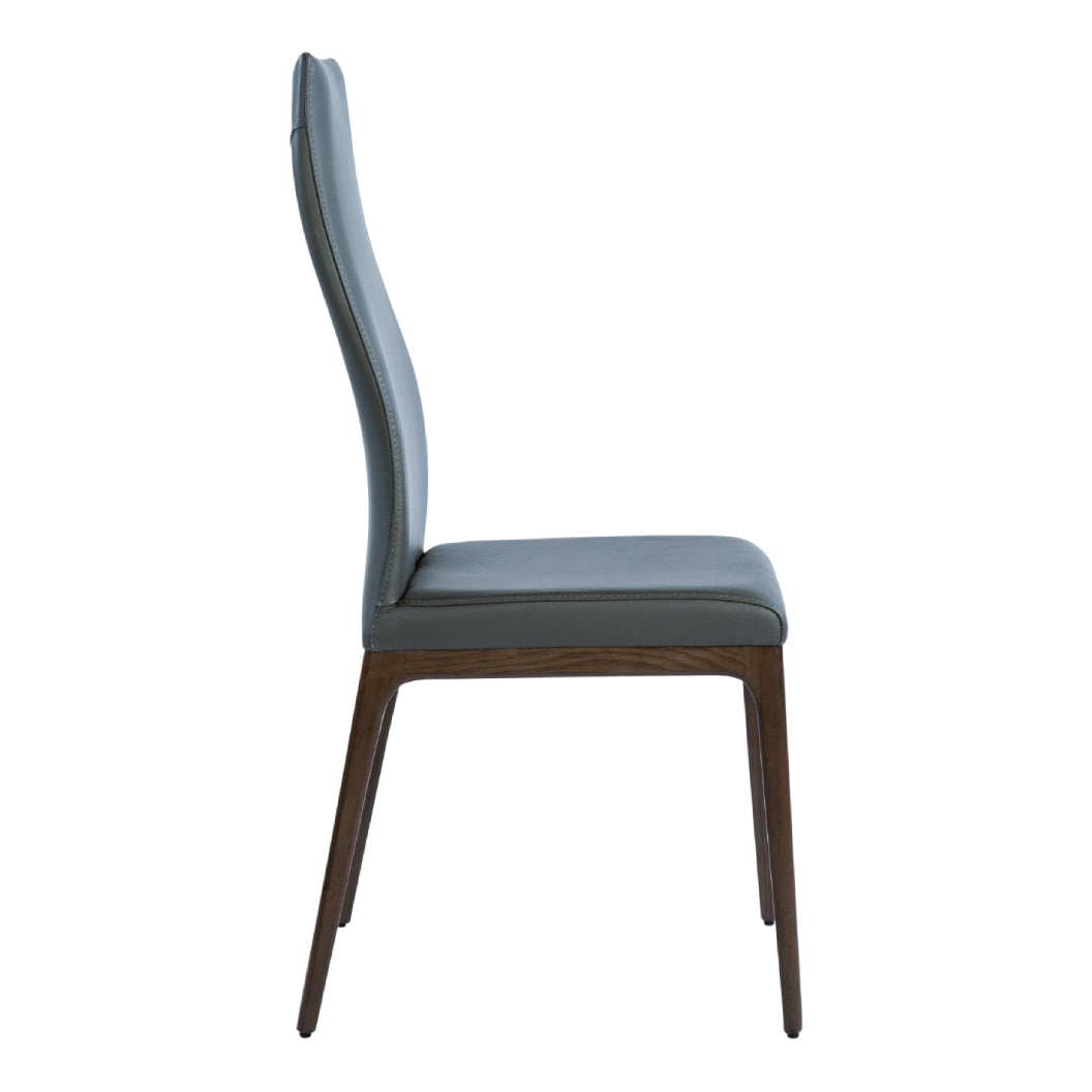 Chaise de salle à manger rembourrée en cuir et bois de chêne teinte espresso - Amy