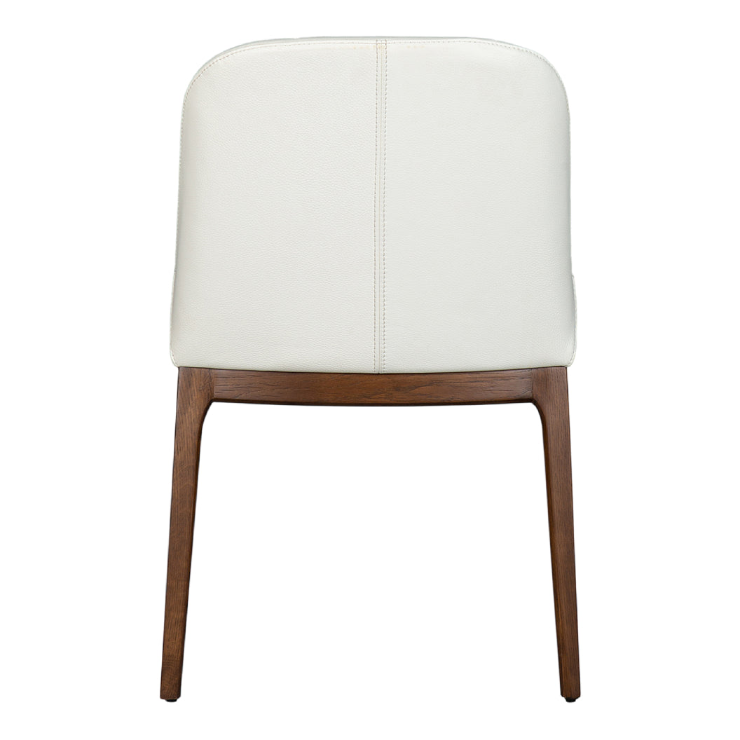 Chaise de salle à manger rembourrée en cuir et bois de chêne teinte noyer - Ann