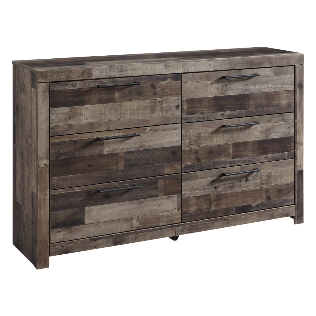 Bureau à 6 tiroirs en bois et placage multi gris - Derekson