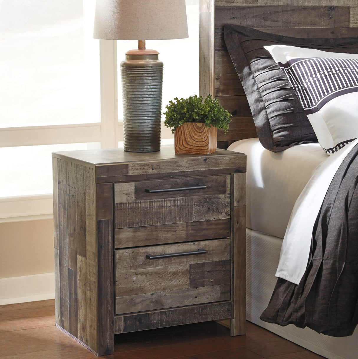 Table de chevet Gris en bois - Derekson