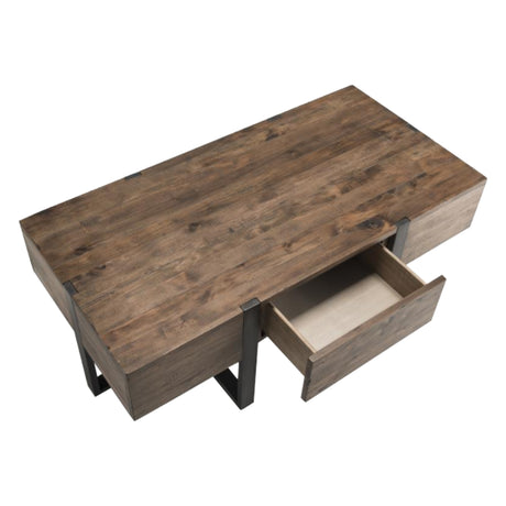 Table basse en bois et en fer vieilli avec 1 tiroir - Prescott