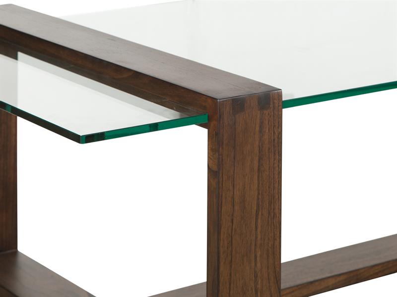 Table basse en verre trempé et bois brun - Bristow