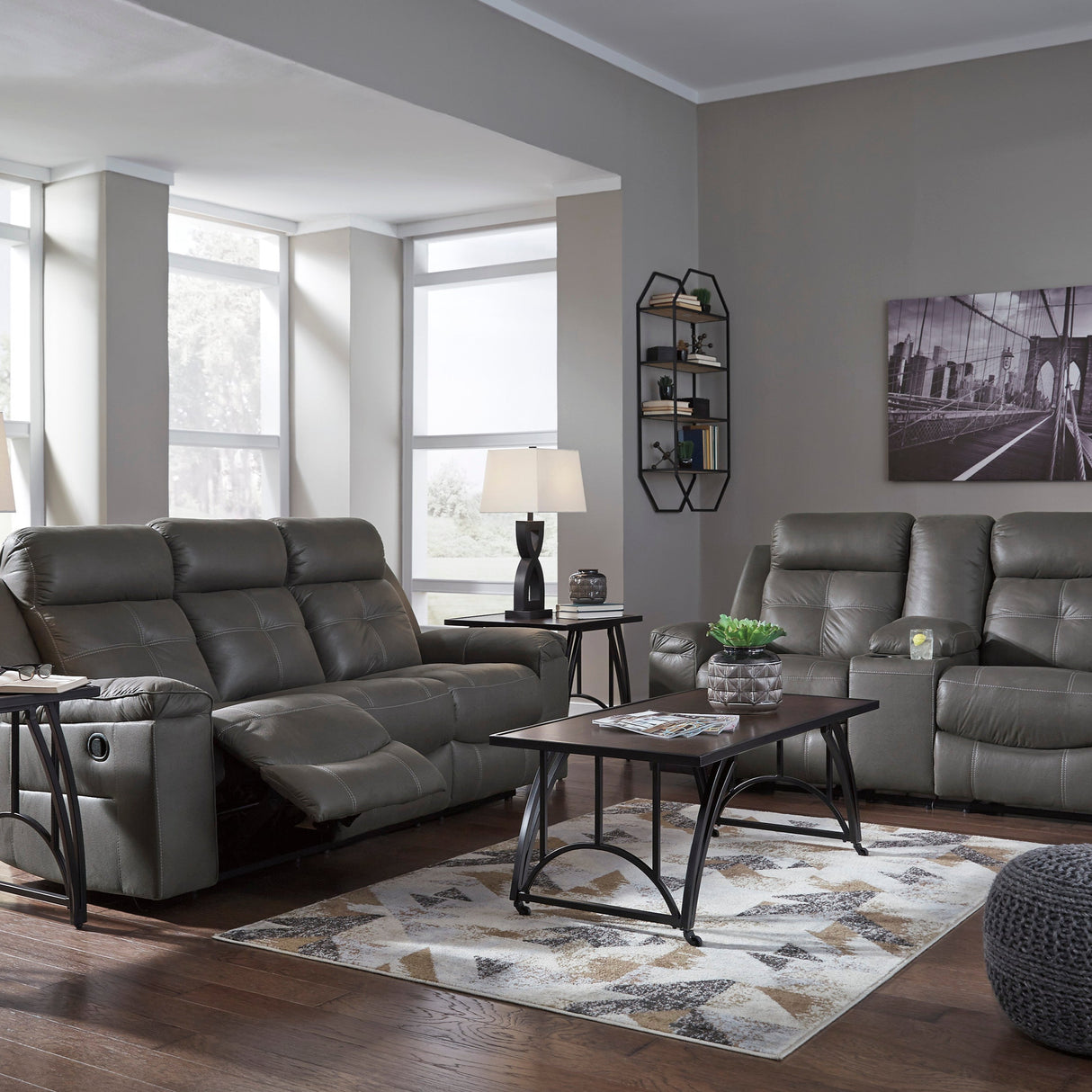 Sofa inclinable en tissu gris foncé - Jesolo