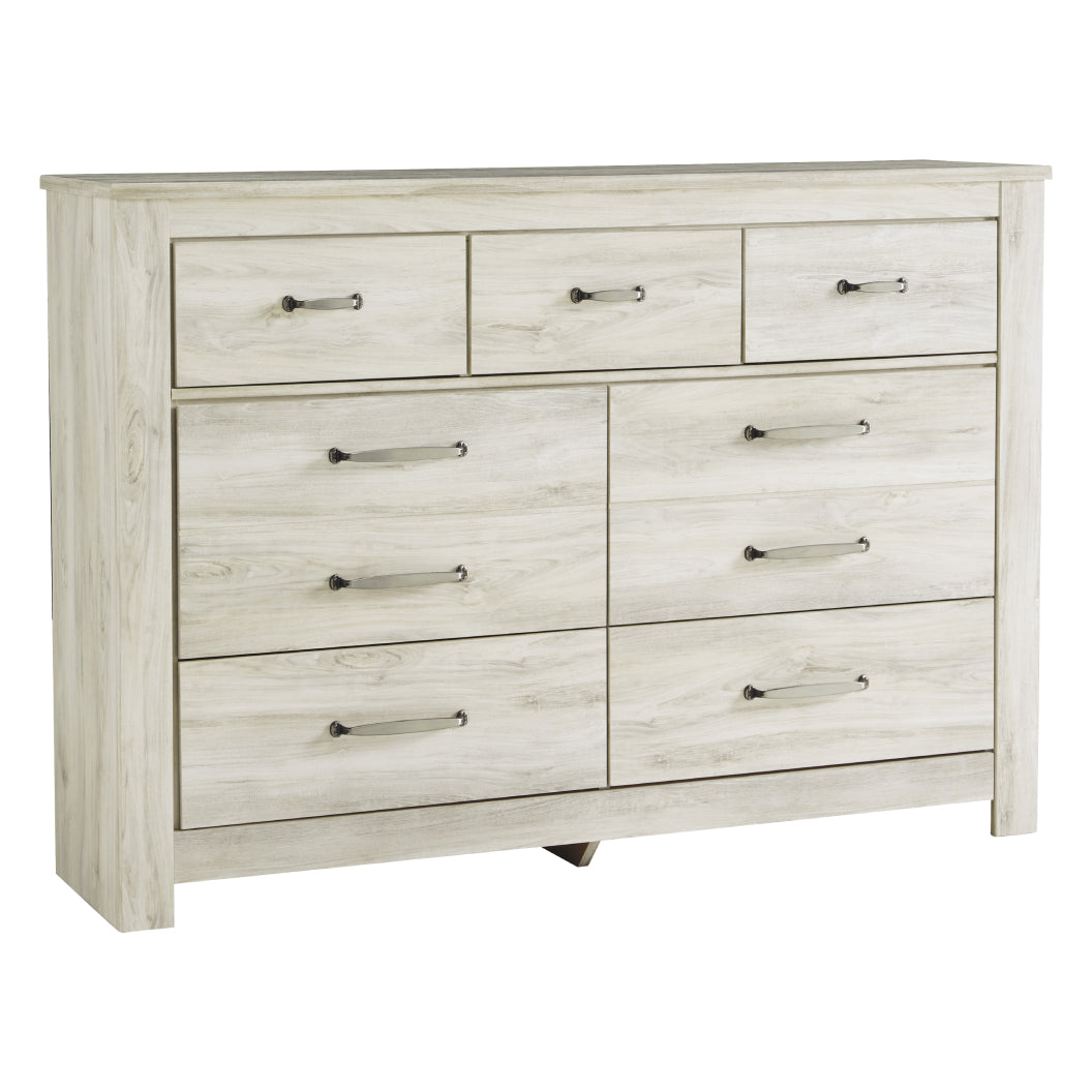 Bureau à 7 tiroirs en bois et placage blanc - Bellaby