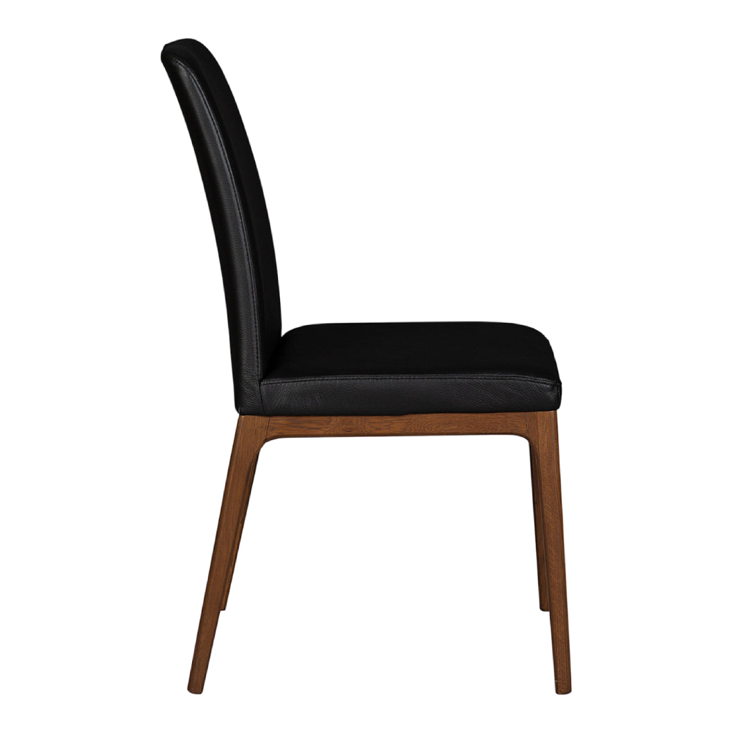 Chaise de salle à manger rembourrée en cuir et bois de chêne teint noyer - Lucia