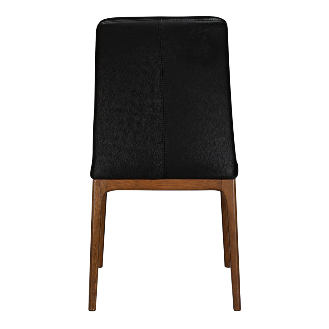 Chaise de salle à manger rembourrée en cuir et bois de chêne teint noyer - Lucia