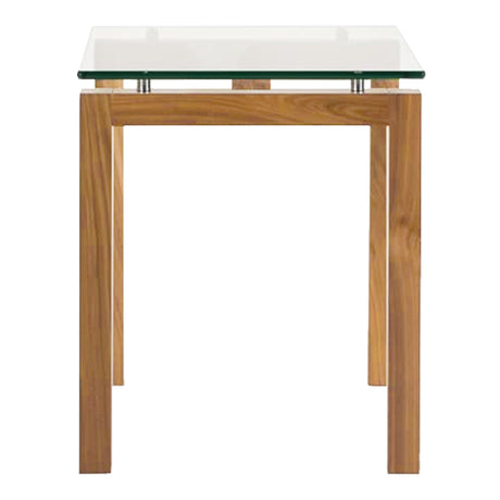 Table de bout en verre et bois de noyer ou merisier naturel - Ima TBO 1826/2020