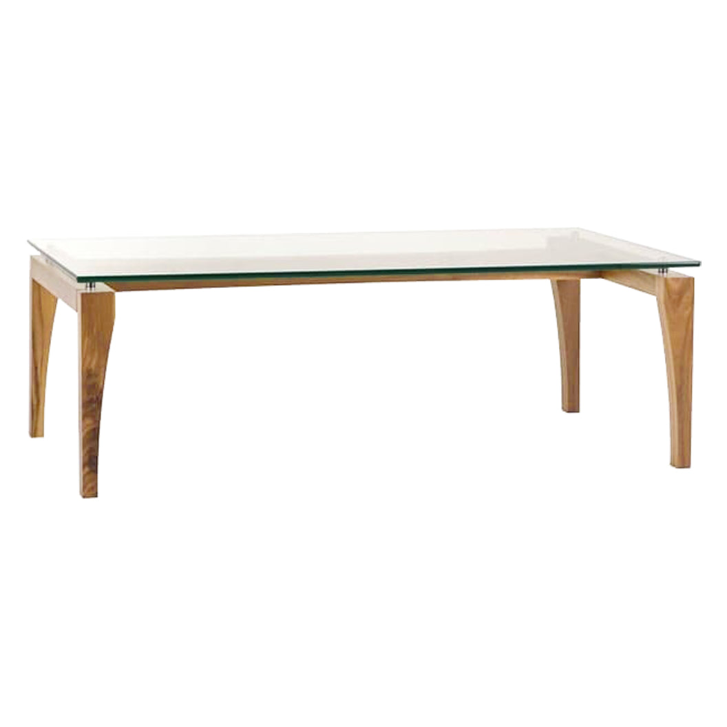 Table basse en verre et bois de noyer ou merisier naturel - Ima TCA 2438/2648