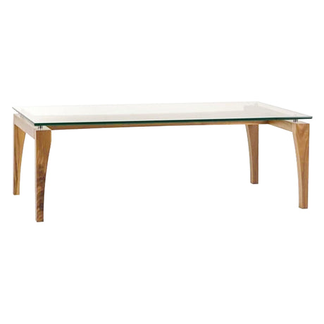 Table basse en verre et bois de noyer ou merisier naturel - Ima TCA 2438/2648
