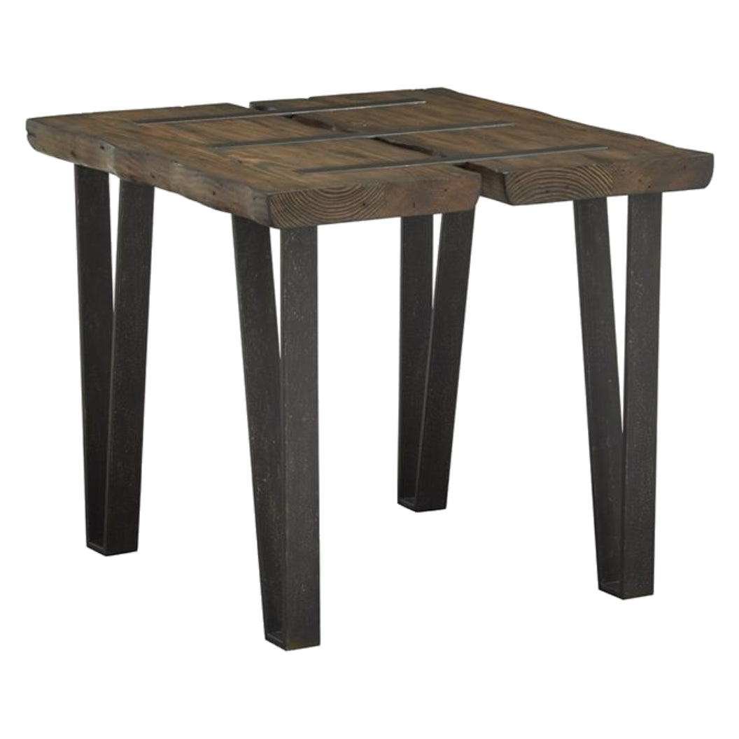 Table de bout en bois brun rustique et métal - Darthmouth