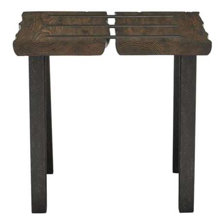 Table de bout en bois brun rustique et métal - Darthmouth