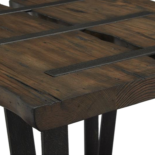 Table basse en bois brun rustique et métal - Darthmouth