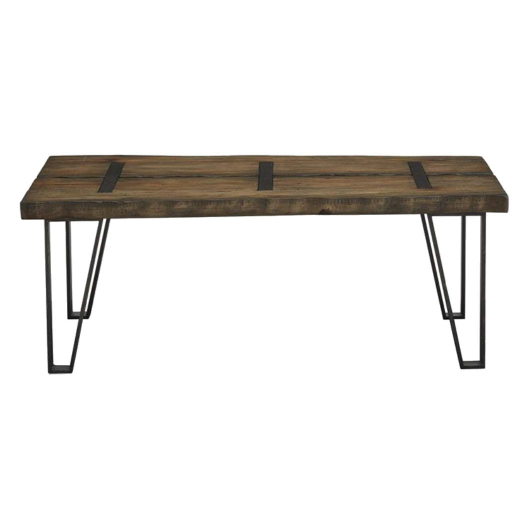 Table basse en bois brun rustique et métal - Darthmouth