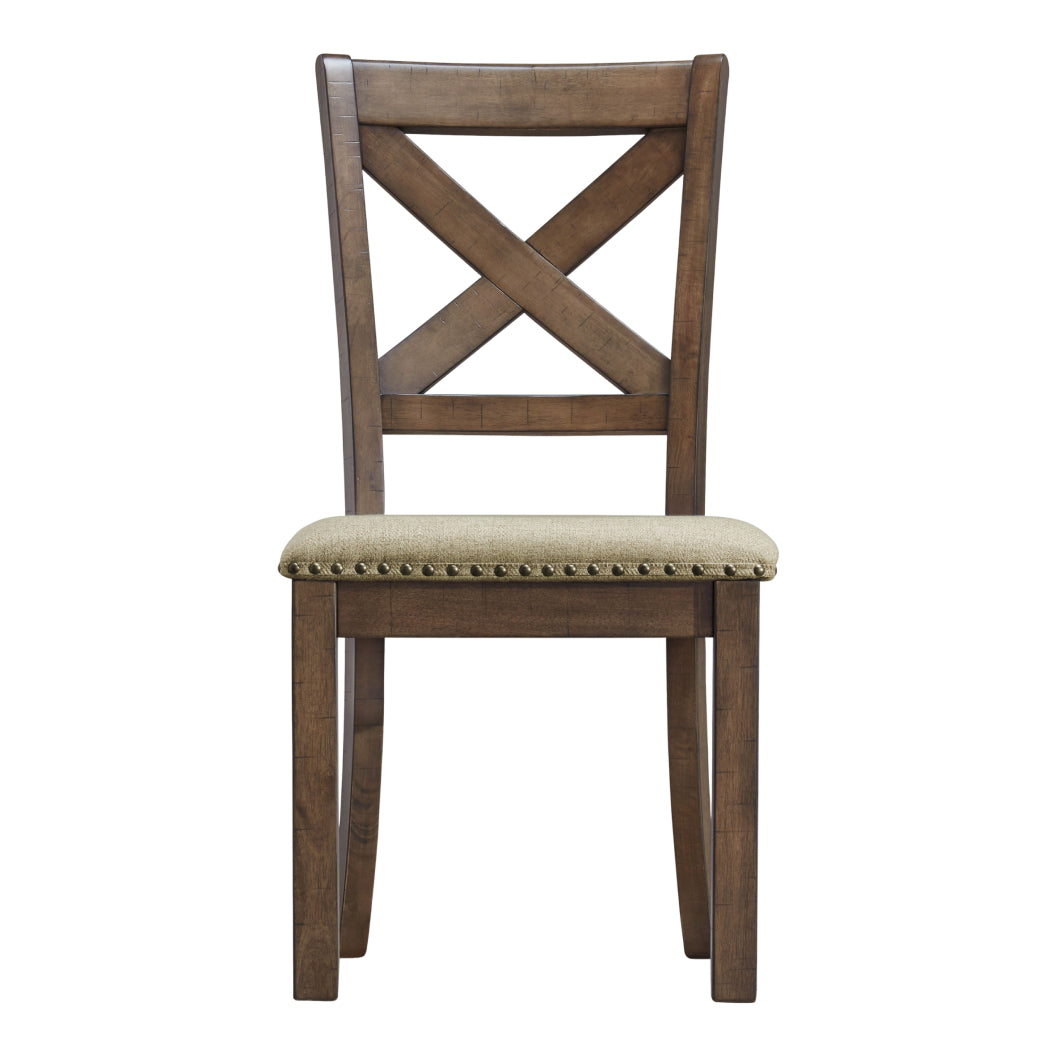 Ensemble de 2 chaises de salle à manger en bois avec assise rembourrée en tissu beige - Moriville