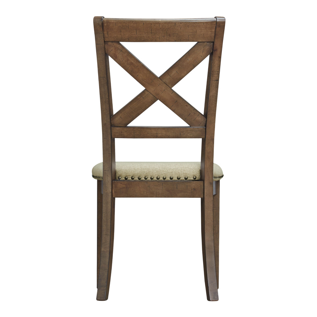 Ensemble de 2 chaises de salle à manger en bois avec assise rembourrée en tissu beige - Moriville