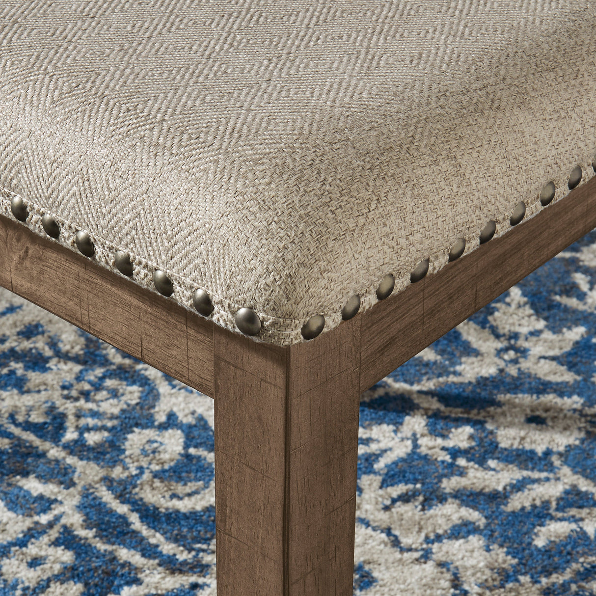 Ensemble de 2 chaises de salle à manger en bois avec assise rembourrée en tissu beige - Moriville