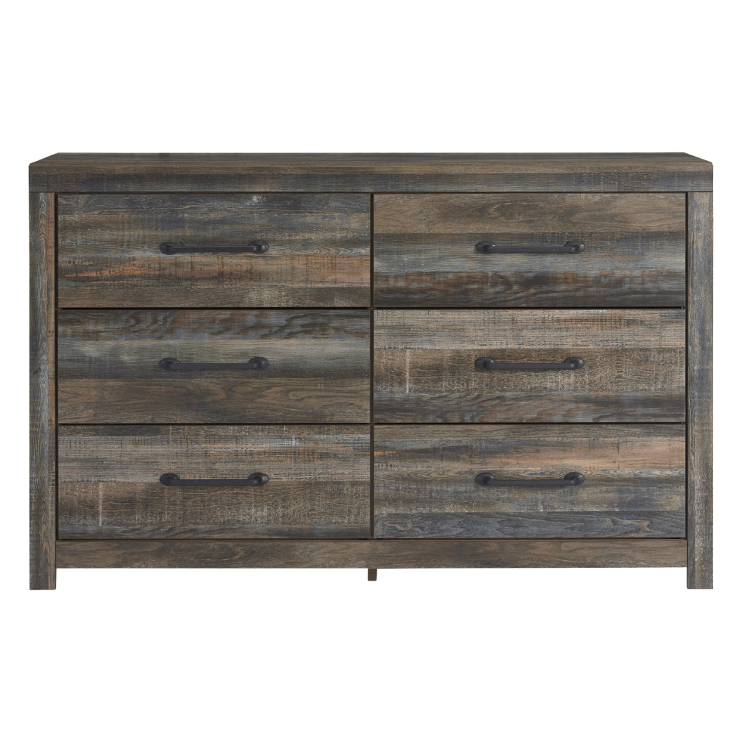 Bureau à 6 tiroirs en bois et placage multi gris - Drystan