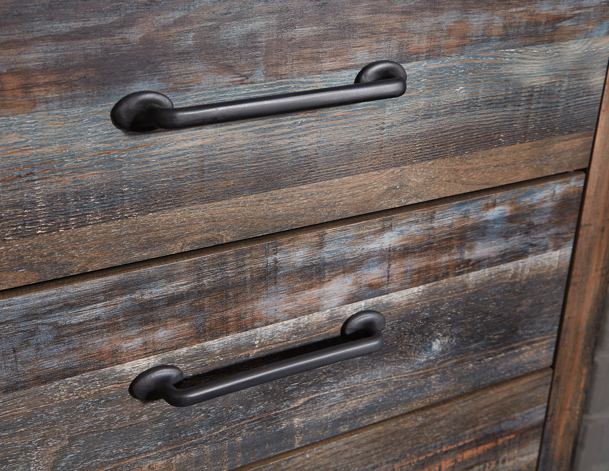 Bureau à 6 tiroirs en bois et placage multi gris - Drystan