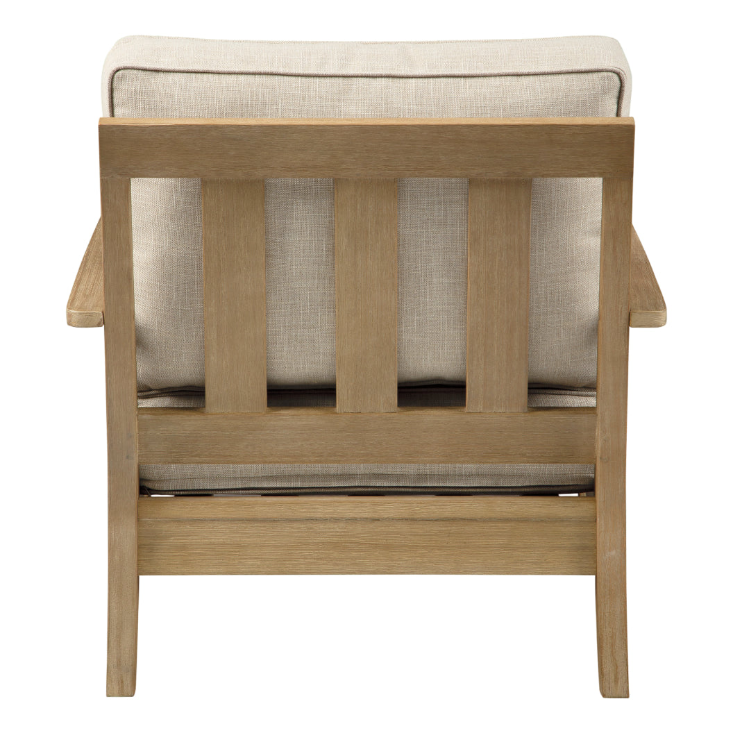 Fauteuil extérieur en tissu Nuvella beige pâle et en bois d'eucalyptus - Clare View