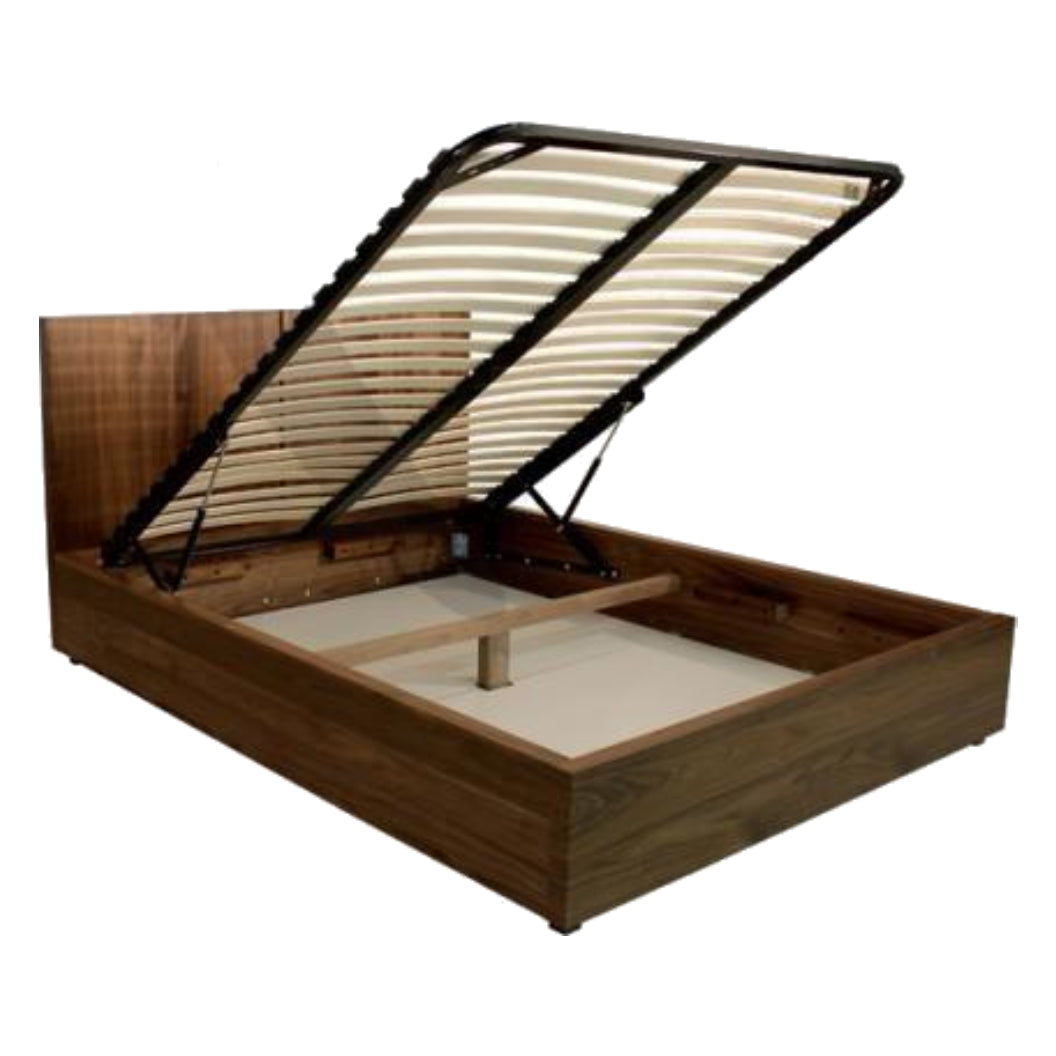 Lit complet en bois de noyer fumé avec rangement Grand lit - Ora