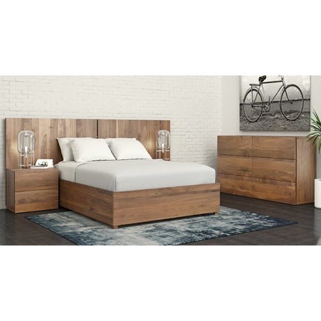 Table de chevet en bois de noyer fumé avec 2 tiroirs - Ora